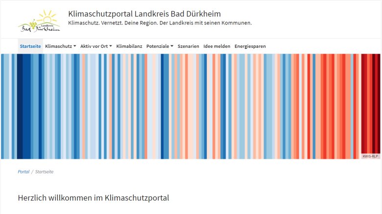 Screenshot der Homepage Klimaschutzportal